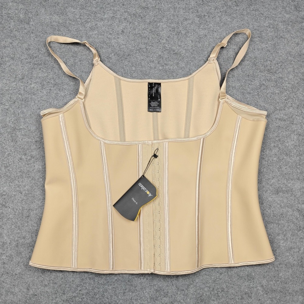 Corset-Story‎ Corset Top Womens 38 Beige Overbust Spiral Steel Boned Shapewear